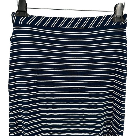 Adrienne Vittadini Women's Striped Wrap Skirt Navy/White Jersey Knit Medium - Picture 7 of 7
